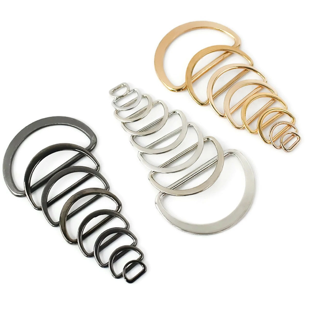 Solid cast closed D rings - metal D-Rings for bags collars crafts 10 to  75mm