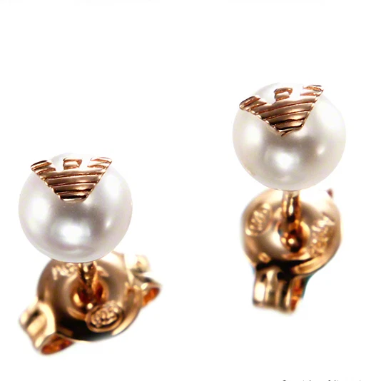 Emporio Armani Sentimental Rose Gold Tone Pearl Stud Earrings EG3491221