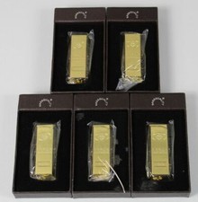 5x Goldbarren Feuerzeug - edles Gasfeuerzeug mit Geschenk Box in Leder Optik 