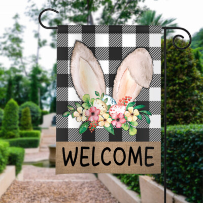 Happy Easter Flag, Easter Welcome Flag, Welcome Bunny Flag, Easter Rabbit Flag