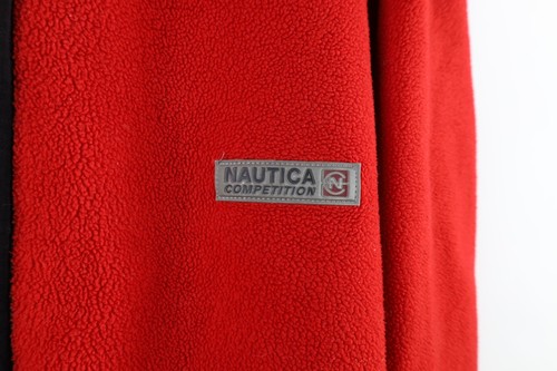 Vintage 90s Nautica Competition Mens XL Spell Out Full Zip Fleece Jacket Red USA - Picture 5 of 13