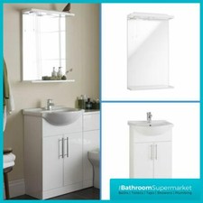 Vanity Unit Basin Mirror Down Lights Gloss White Modern Bathroom Mirror