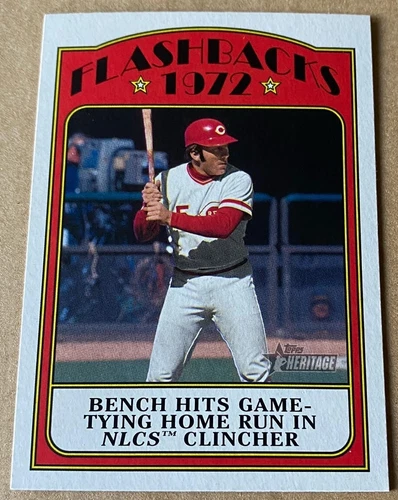 JOHNNY BENCH 2021 TOPPS HERITAGE BASEBALL FLASHBACK Card #BFB-JB NM-MT Condition