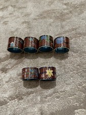 VINTAGE 6x CLOISONNE BRASS ENAMEL  NAPKIN RINGS, Different Sizes , Colours