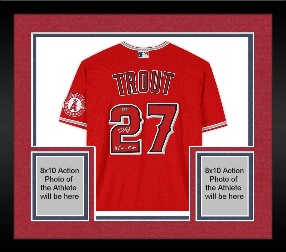 DutchAuctions Mike Trout Signed Los Angeles Angels Red Nike Authentic Jersey with Millville Meteor Inscription (Fanatics)