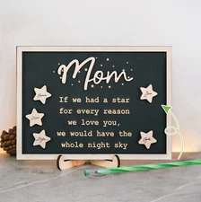 Custom Wooden Star Piece Sign Board for Mom Family Name Star Mother Day's Gift