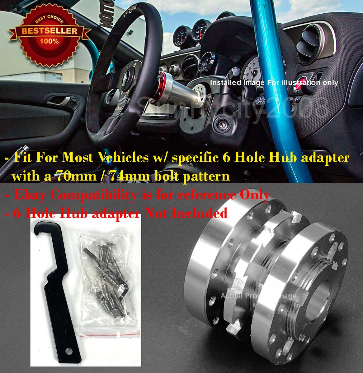 1.7-3 Silver Adjustable Steering Wheel Hub Extension Spacer For Mercedes Smart 1.7-3 Silver Adjustable Steering Wheel Hub Extension Spacer For Mercedes Smart