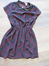 LADIES WOMEN FOREVER 21 PLAID DRESS SIZE S SUMMER SPRING CASUAL COLLAR
