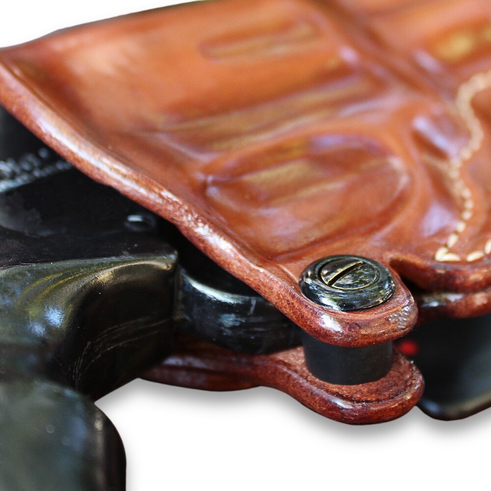 Leather OWB Paddle Holster For Taurus PT 85 Revolver - Right Hand Brown