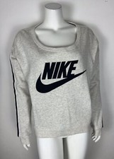 Nike Women s Sweatshirt NWT Light Gray Heathered Scoop Neck S 100 Cotton
