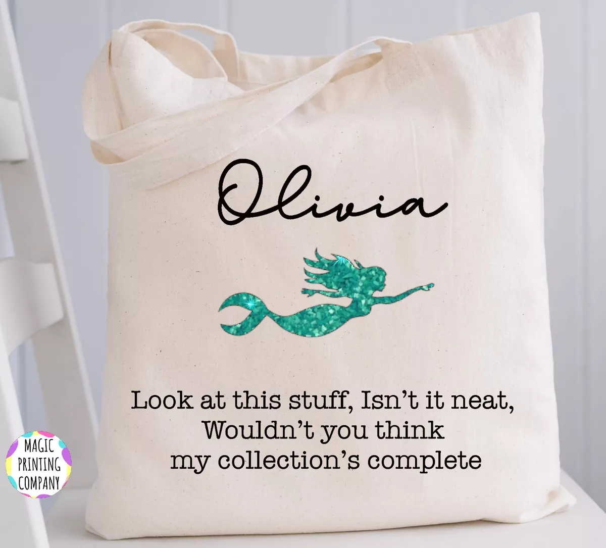 Personalised Mermaid Make up Bag Tote Bag Girls Birthday gift