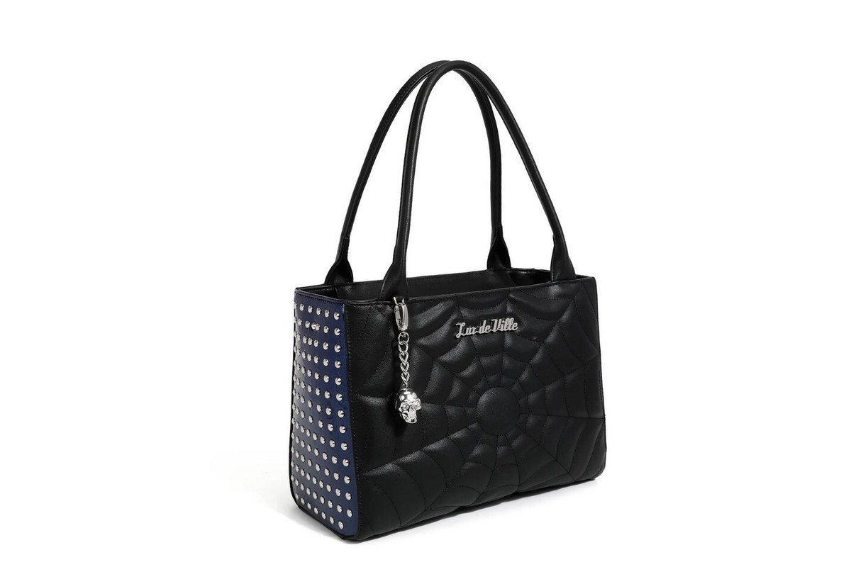 Lux de Ville Medium Spider Tote in Black & Royal Blue Sparkle | eBay