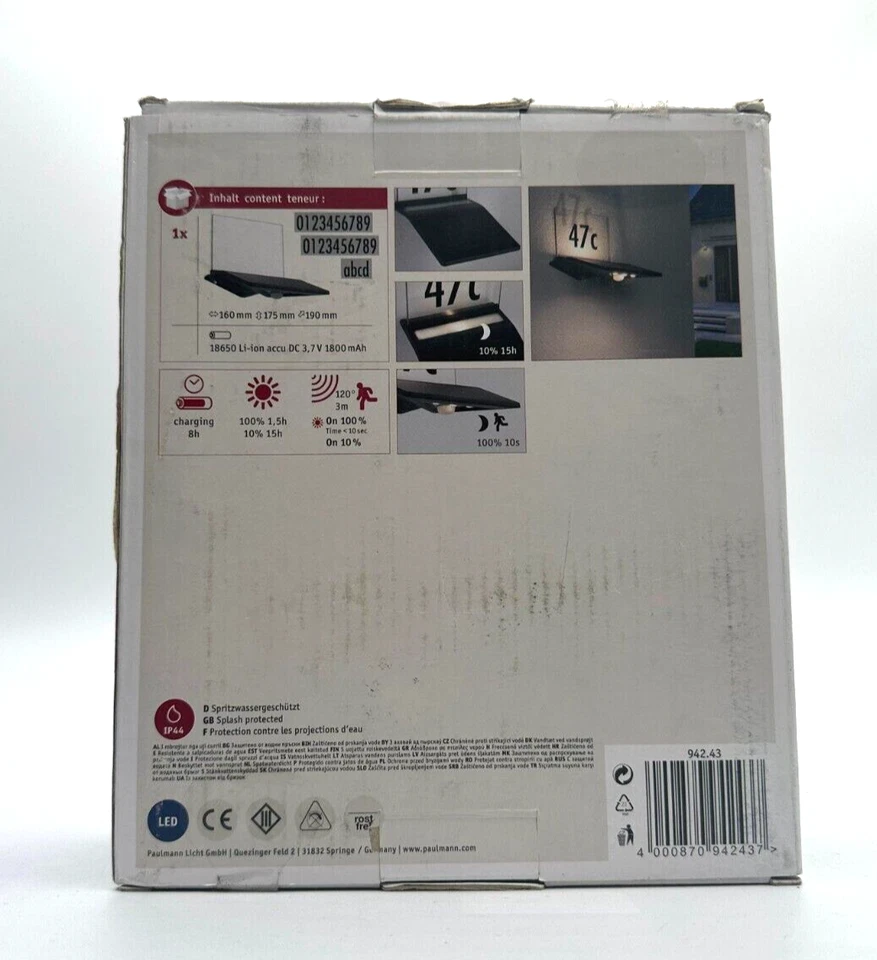 Paulmann Outdoor Solar Wandleuchte Yoko,IP44,Warmweiß3000K,Bewegungsmelder G198 - Bild 2 von 2