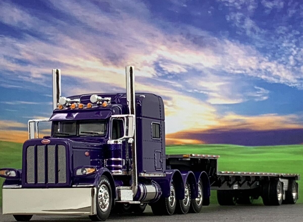 Peterbilt MODEL 389 トレーラーミニカー Green/Silver/Black Peterbilt Model 389 with 48