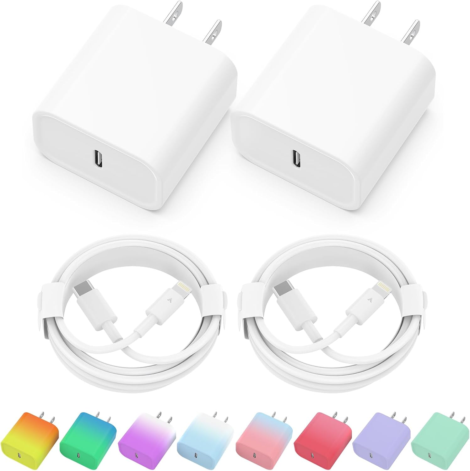 Iphone Charger Fast Charging, Iphone 14 Charger, 2 Pack 20W USB C Wall Charger B