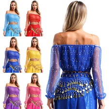 Womens Belly Dance Princess Blouse Dancer Sweatshirt Dress Up Top Halloween