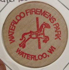 Vintage Waterloo Firemens Park Waterloo, WI Wooden Nickel - Token Wisconsin