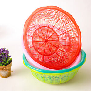 4pcs Plastic Vegetable Fruit Rice Washing Drain Strainer Kitchen Colander Basket