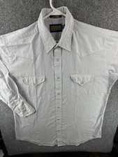 Panhandle Slim Pearl Snap Western Shirt Striped Blue Beige 17 34 Point Collar