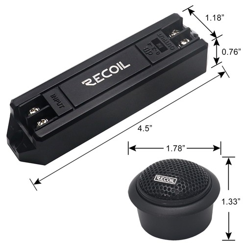 Recoil RET1 Echo Series 1-Inch Car Audio Component Neodymium Silk Dome Tweeters - Picture 6 of 6