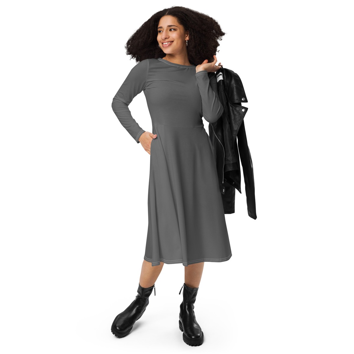 slim fit dress slacks Long Sleeve Formal Fitted Midi Dress–Formal Fitted Midi Long Sleeve–Ma –  The Dress Outlet main image 0