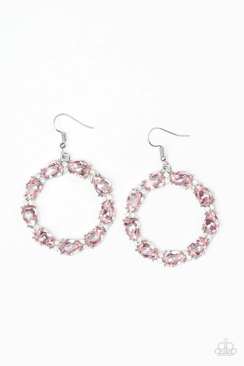 Paparazzi pink rhinestone earrings deals
