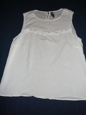 MULTIBLU ärmellose Bluse Damen Gr. DE 40 weiß tolle Optik ,Casual-Look