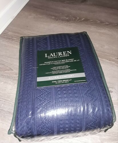 Ralph Lauren King Silver Comfort Blanket 100% Ringspun Cotton ~ New - Picture 1 of 2