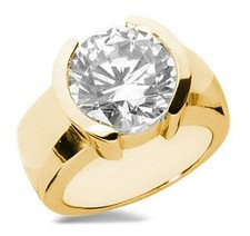 3.01 carat Round cut Diamond Engagement Solitaire Mens Ring 14k Yellow Gold J SI