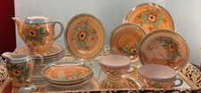 Vtg 1930 Japan Bone China Lusterware Floral Peach TealTea Set 17 Replacement