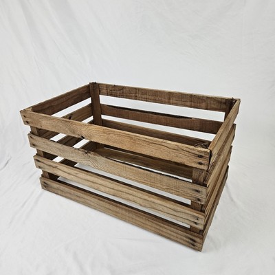 Vintage Wooden Crate Fire Box Plant Stand Table Rustic Primitive Storage 