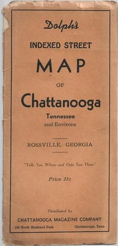 Map of Chattanooga Tennessee and Environs - Dolph's circa 1946 USA -Rossville GA