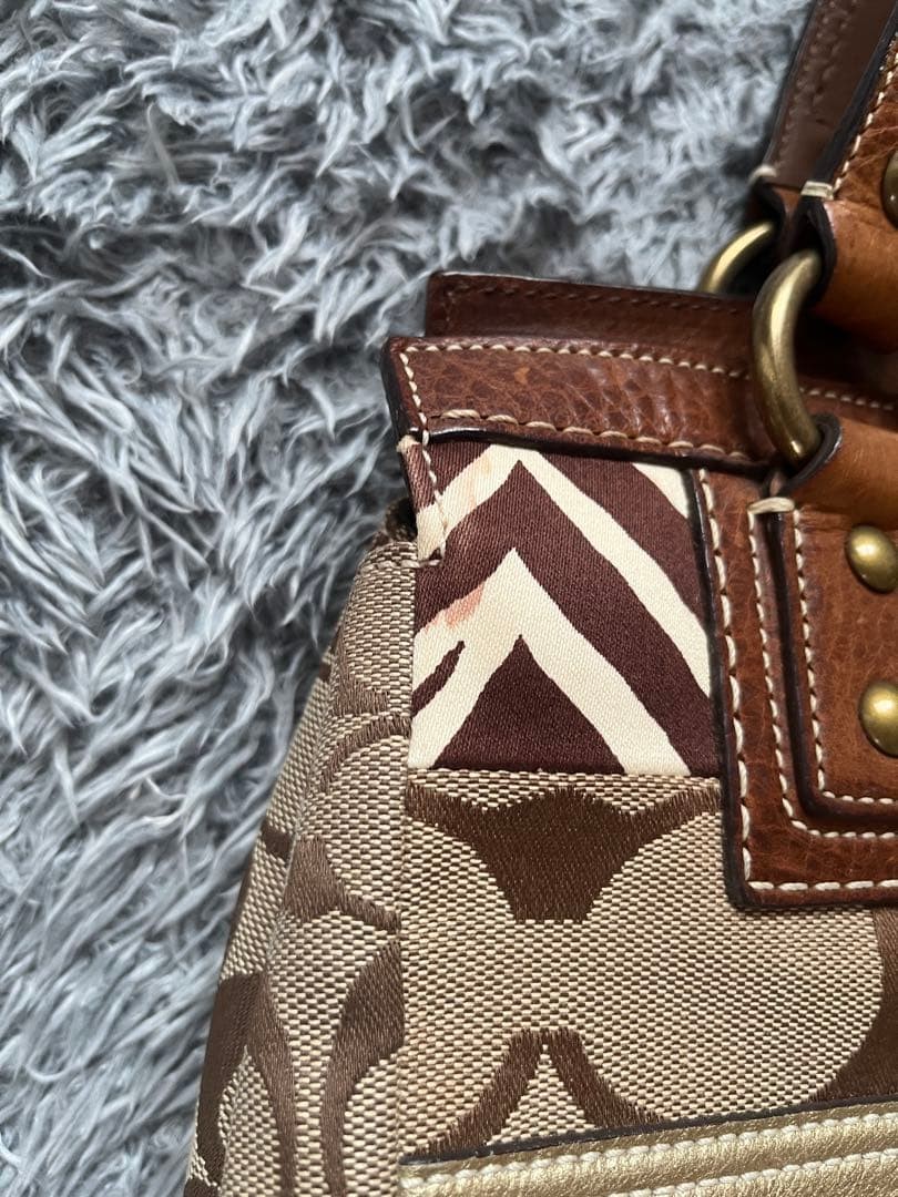 Coach Suede Patchwork Turnlock Bag Multi Color Ze… - image 10