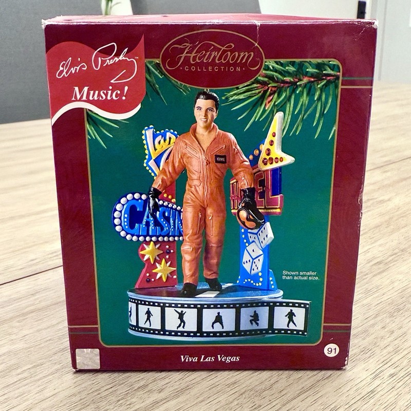 Elvis Carlton Heirloom Collection 2003 Musical Ornament “Viva Las Vegas” w Box