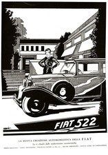 PUBBLICITA' 1931 FIAT 522 6 CILINDRI  AUTO MODA DONNA ELEGANZA CARATTERISTICHE