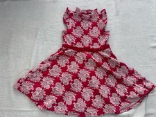 Janie And Jack SZ 7 Red Flower Dress With Ribbon On Front 