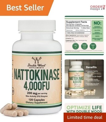 Double Wood Nattokinase Supplement - 4,000 FU, 120 Capsules for Heart Health