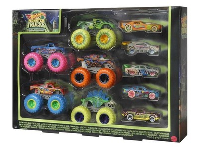 Hot Wheels Monster Trucks leuchtend im Dunkeln 10 Fahrzeuge 1:64 HCB57 3+