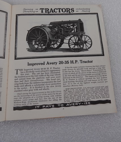 ANTIQUE AVERY LINE FARM IMPLEMENTS TRACTORS & PLOWS EQUIPMENT CATALOG 1923 - Picture 4 of 13