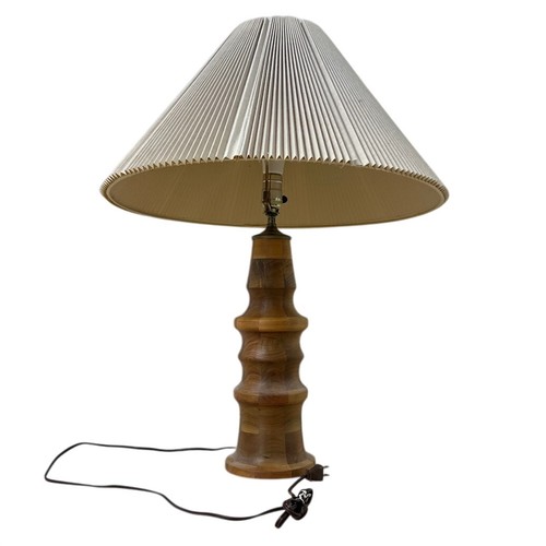 Turned Wood Table Lamp w Pleated Empire Shade