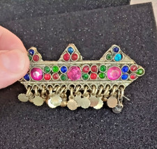 ANTIQUE OLD BRASS KOCHI HAIR CLIP WITH OLD GLASS