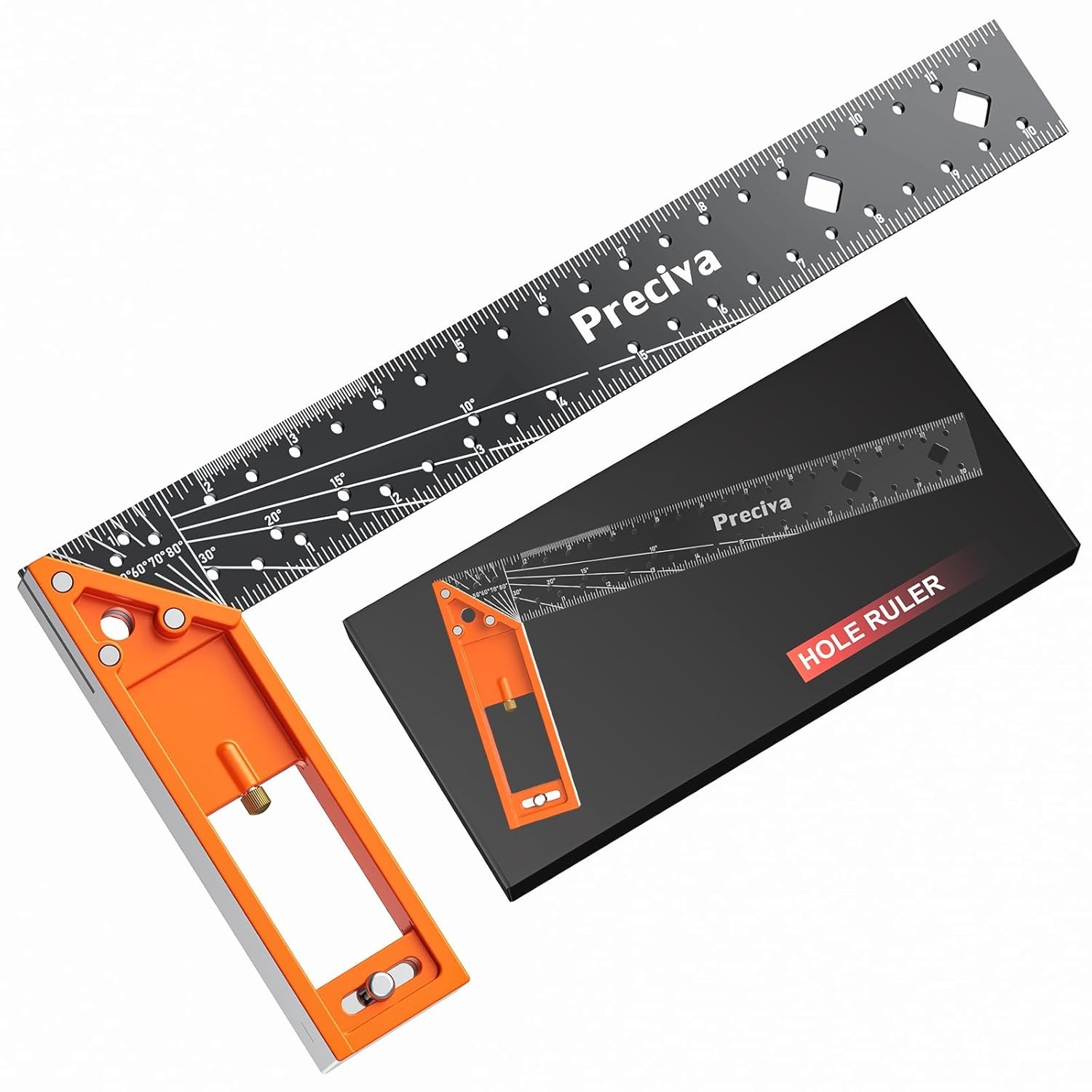 12” Woodworking Square Ruler - Preciva Right Angle Carpenter Orange 