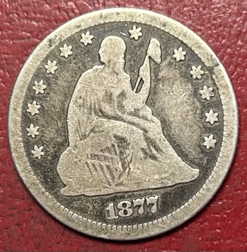 1877 Seated Liberty Quarter. Free Shipping