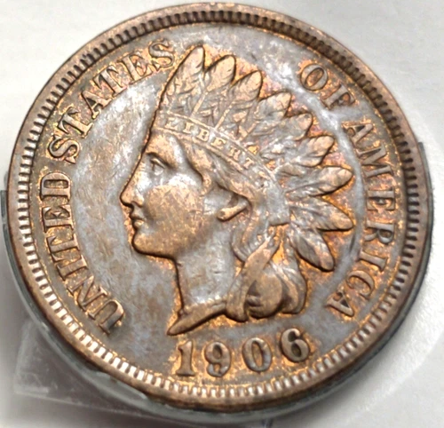 1906 Indian Head Cent Full Liberty Pearls 2.5 Diamonds L - Extremely Fine
