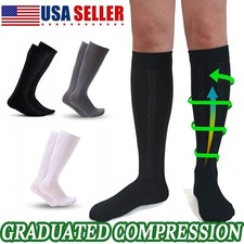 3Pairs Compression Socks 20-30mmHG Knee High Running Sport Long Stockings Ankle