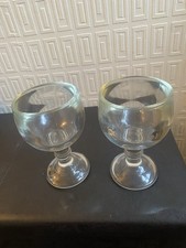 Two Large Vintage Glass  Heavy Wine Goblets