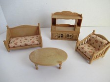 Calico Critters Comfy Livingroom Set T.V. Cabinet Oval Table Couch Chair