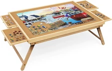 Puzzle Board 2000 Pieces, 41.3"x 27.9" Jigsaw Puzzle Table with 4 Drawers and Co