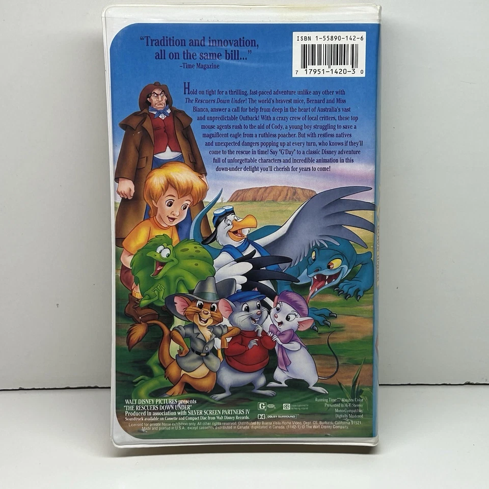 The Rescuers Down Under VHS Disney Video Tape Black Diamond Classics Clamshell - Image 2 of 4