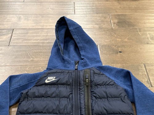 Nike Sportswear 800 Aeroloft Tech Boys Blue Down Hooded Jacket Size S 717104 451 - Picture 4 of 12